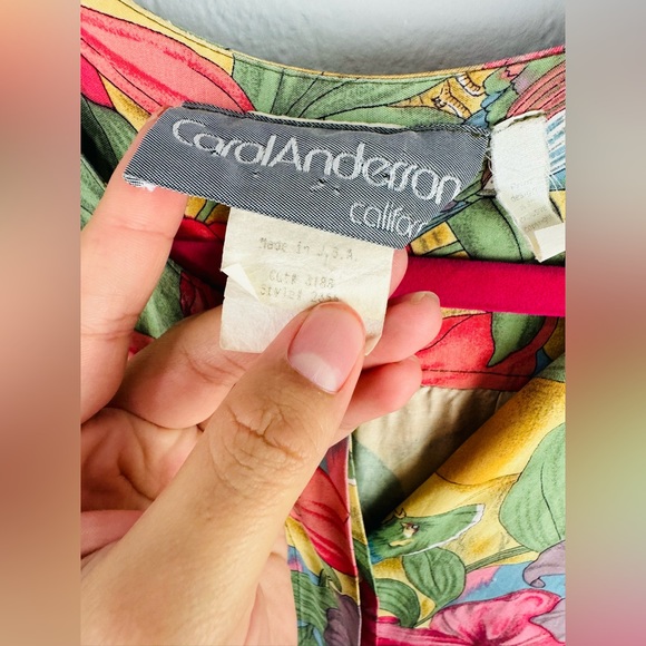 Vintage Carol Anderson Shabby Chic Floral Hibiscus Button Down Pleated Dress - Picture 3 of 10